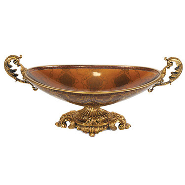 Golden Prominence 9 inch Footed Decorative Bowl - Cast Bronze Burnished Gilt Finish