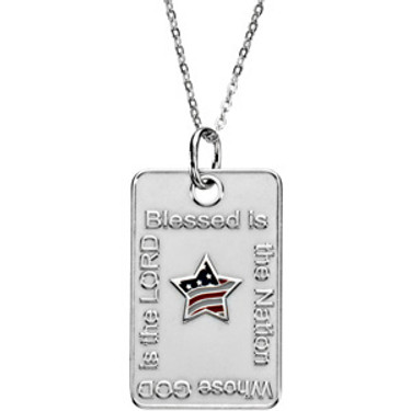 Supreme Sterling Silver 925 | Blessed is the Nation Star Dog Tag, Chain