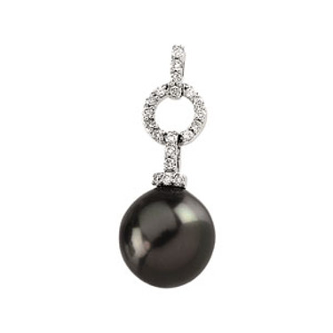 Tahitian Cultured Pearl - White Diamond & Gold Articulated Dangle Pendant