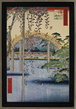 Inside Kameido Tenjin Shrine - Utagawa Hiroshige - Framed Canvas Artwork 938  27.35" x 19.35"