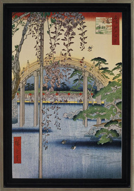 Inside Kameido Tenjin Shrine - Utagawa Hiroshige - Framed Canvas Artwork