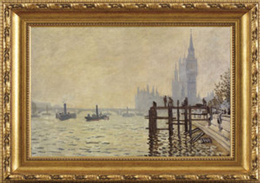 Thames Below Westminster - Claude Monet - Framed Canvas Artwork 2154CB 37.5" x 27.5"