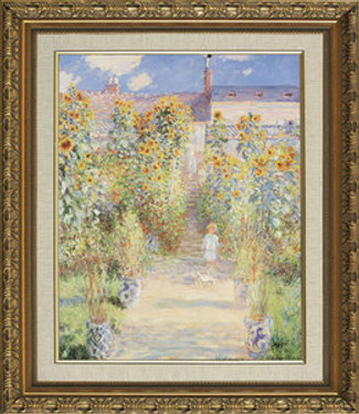 The Artist's Garden at Vetheuil - Claude Monet - Framed Canvas Artwork 967BB 16.75" x 19.75"