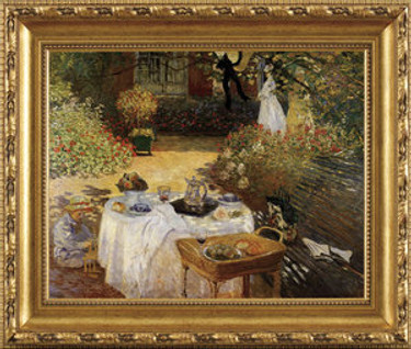 Lunch in the Garden - Claude Monet - Framed Canvas Artwork 03DB 36" x 42"