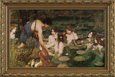 Hylas and the Water Nymphs - John William Waterhouse - Framed Canvas Artwork 766  28.75" X  44.75"