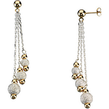 Supreme Sterling Silver 925 | Gold and Stardust Fashion Beaded Dangle Post Earrings