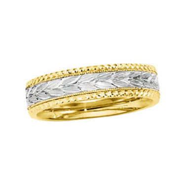 Mens Wedding Band Ring Two Tone 14K Gold & Palladium