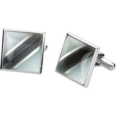 Supreme Sterling Silver 925 | Fiber Optical Glass, Mother of Pearl Cuff Links