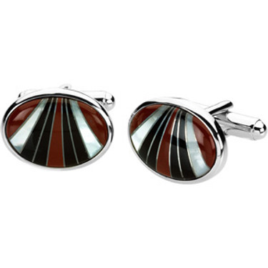 Supreme Sterling Silver 925 | Carnelian, Mother of Pearl, Onyx Oval Cuff Links