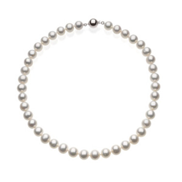 #2021: White Freshwater Round Cultured Pearl & Sterling Silver Strand Necklace, 587
