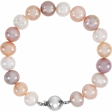 #2021: Spring Colour Freshwater 10-11mm. Pearl & Sterling Silver Bracelet, 5714