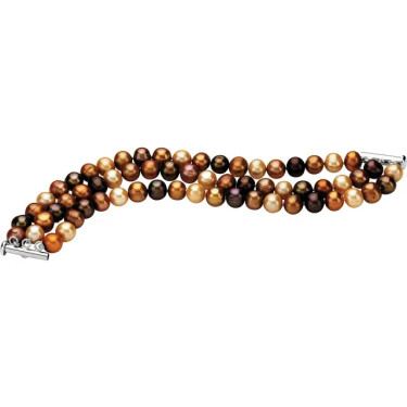 #2021. Chocolate Freshwater, Cultured Pearl & Sterling Silver Three Strand Bracelet, 5717