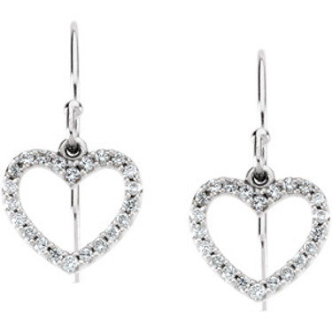 Miniature Heart Diamond Articulated Dangle Earrings Fine 14k Gold