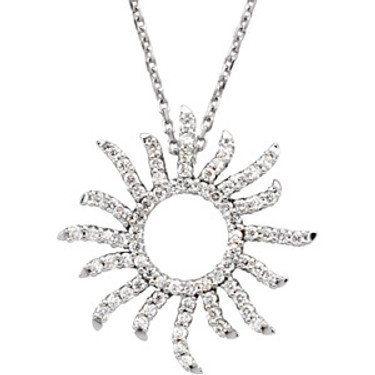 Miniature Sunshine Diamond Pendant Necklace Fine 14k Gold