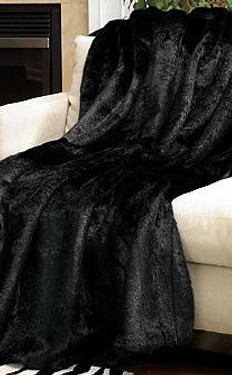 Pelted Black Mink - Luxaire Faux Fur Throw - Natural look & Luxuriously Soft - Large 58" X 59", 521