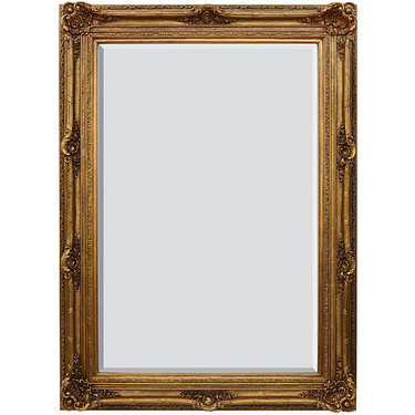A Fancy French Baroque Louis Quatorze Style, 7.5" Oversized Frame Palace 86"t x 62"w Drama Bevel Glass Antiqued Gold Mirror, 514