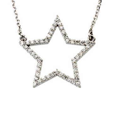 #2021: Miniature Star Diamond Pendant Necklace Fine 14k Gold, 6054