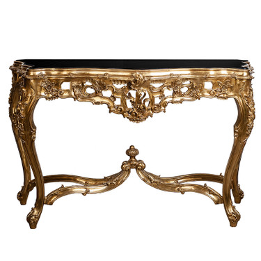 Lyvrich d'Elegance, Gilded Dior Ormolu and Marble | Entry Console | Sofa Table | French Furniture | 34t X 57L X 21.25d | 6351