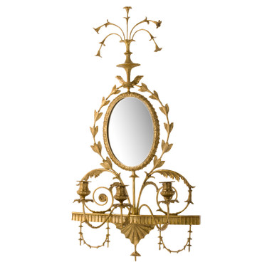 Lyvrich d'Elegance, Gilded Dior Ormolu, Taper Candle, Girandole Mirror, Wall Sconce Candle Holder, Light & Airy, 33.69"t X 17.52"w X 6.11"d, 6384