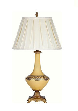 Luxe Life Finely Finished Italian Hand Blown Glass and Gilt Bronze Ormolu - 31 Inch Tabletop Lamp