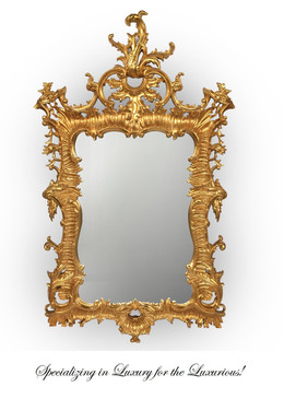 Opulent Chinese Chippendale - Traditional Gold, Extra Large Mirror - 65"t x 40"w x 1.75"d - Carved Frame, 6721