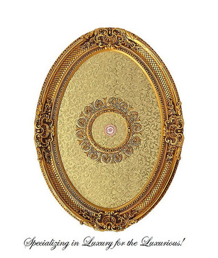 Architectural Accents Crosshatch & Flourish Pattern, 6730 Oval Ceiling Medallion, 3'7"L X 2'8"w X 3.5" Thick