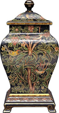 Luxe Life Exquisite Nature Pattern, Hand Painted Porcelain and Gilt Bronze Ormolu, 22 Inch Covered Jar