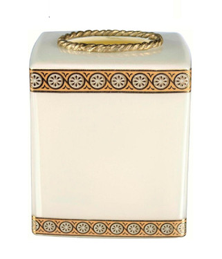 Luxe Life Polished Cream Glass and Gilt Bronze Ormolu, 6 Inch Tissue Box