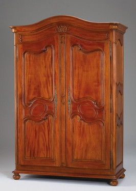 A Provincial French - 88 Inch Handcrafted Reproduction Armoire | Wardrobe | TV Cabinet - Distressed Walnut Wood Luxurie Furniture Finish NWND