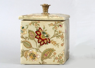 Blossoms Pattern - Luxury Hand Painted Porcelain and Gilt Bronze Ormolu - 8 Inch Trinket Box