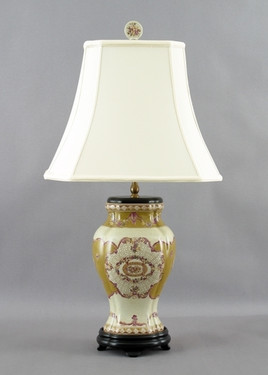 Subtle Violets Pattern - Luxury Hand Painted Porcelain - 29 Inch Lamp