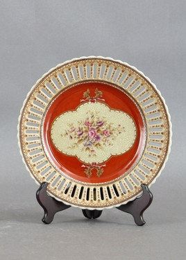 Floral Majesty Pattern - Luxury Hand Painted Porcelain - 10 Inch Decorative Plate