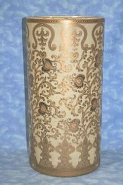 Ivory and Gold Scroll | Luxury Handmade and Painted Reproduction Chinese Porcelain | 18 Inch Umbrella Storage Vase | Style 61