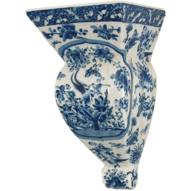 Oriental Blue and White Pattern - Luxury Hand Painted Porcelain - 12 Inch Shelf, Bracket, Sconce