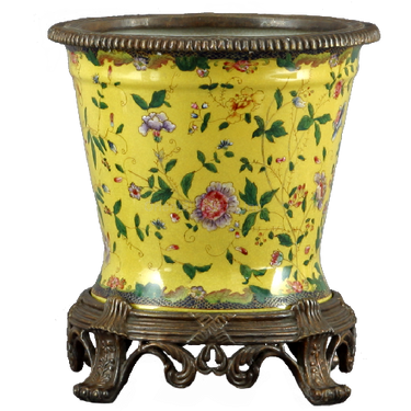 Wildflower Pattern - Luxury Hand Painted Porcelain and Gilt Bronze Ormolu - 10 Inch Decorative Planter
