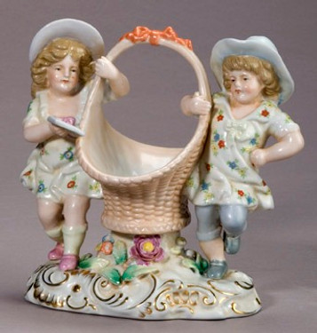 Meissen Style Table Top - 8 Inch Porcelain Table Top Basket