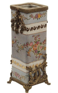 Simplicity - Luxury Hand Painted Porcelain and Gilt Bronze Ormolu - 10.25 Inch Bud Vase