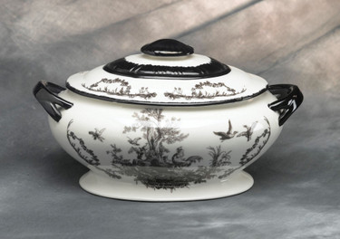 2022:1194 Black and White - Transferware Porcelain - 13.5 Inch Tureen