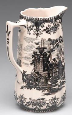 Black and White Pattern - Luxury Reproduction Transferware Porcelain - 8.5 Inch Beverage Pitcher