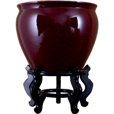 Porcelain Fish Bowl | Fishbowl Planter - Ox Blood Red - 18 Inch Size