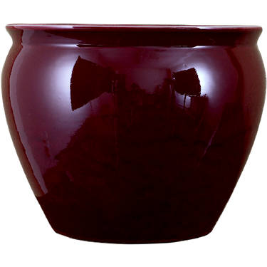 Porcelain Fish Bowl | Fishbowl Planter - Ox Blood Red - 20 Inch Size
