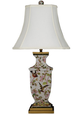 Willow Bird Pattern - Luxury Hand Painted Porcelain and Gilt Bronze Ormolu - 32 Inch Lamp