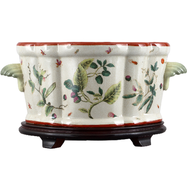 Wild Berries Pattern - Luxury Hand Painted Porcelain - 18 Inch Footbath with Stand