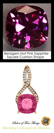 4 Ct. Lab-Grown Benzgem Brand Best Pink Sapphire: GuyDesign® Breast Cancer Survivors Pendant Necklace: Lab-Grown Pavé Diamonds Custom Gold Jewelry, 10401