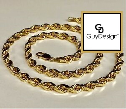 5CF 4-Millimeter Diamond Cut Solid French Rope Chain 18 Inches, 14K Yellow Gold