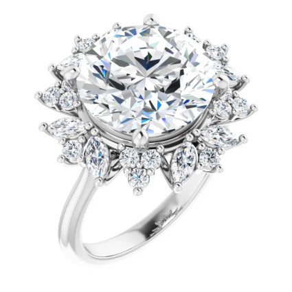 #2021: Platinum, Lab-Grown Diamond Halo Engagement Ring, Certified 6 carat Ideal-Cut Solitaire #464114, 10771