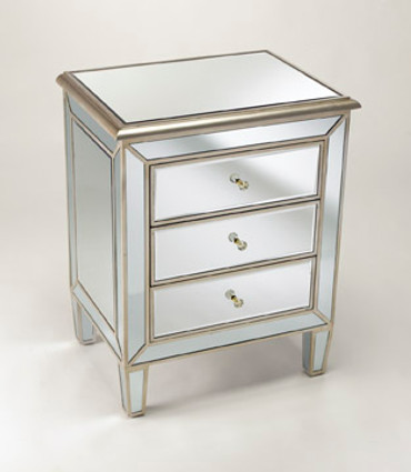 Silver Mirror - 30.5"t X 24"w X 18"d Bedside Chest - Contemporary Modern Style Mirrored Bedside Chest, 6111