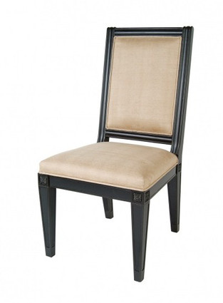 Ebony Black Mirror - Side Chair - Louis XVI Neo Classical Style