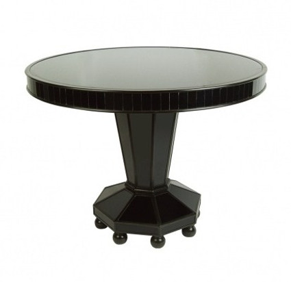 Ebony Black Mirror - Round 40 Inch Center, Breakfast or Dining Table - Modern Contemporary Style