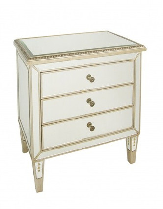 Silver Mirror - 30t X 28w X 18d Bedside or Accent Chest - Contemporary Modern Style